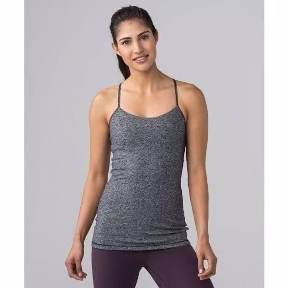 Lululemon Power Pose Heathered Black Gray Tank Light Support for A/B Cup Size 8